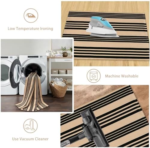 Striped Outdoor Fall Front Door Mat 24"x51", Cotton Washable Rug - Image 6