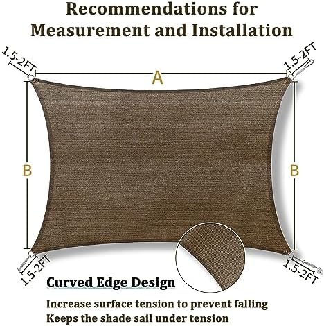 Shade&Beyond 9'X15' Sun Shade Sail Mocha Rectangle - Image 5
