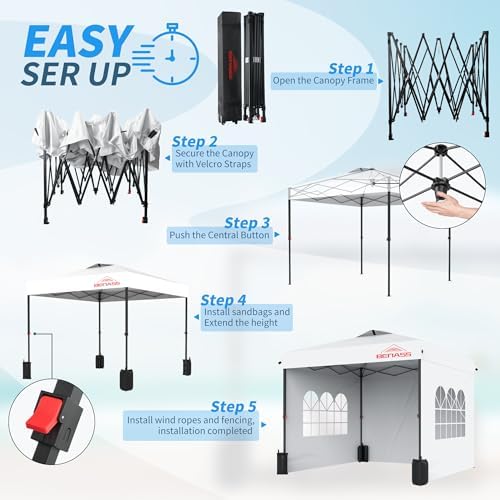 10x10 Pop Up Canopy Tent with 3 Sidewalls - Image 4