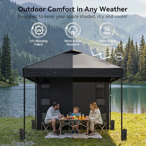 10x10 Pop Up Canopy with Sidewall, Instant Canopy Tent with Organizer Pockets - Image 5