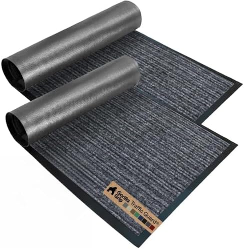 GORILLA GRIP Traffic Guard Indoor Outdoor Heavy Duty Door Mat, 29x17 Gray by GorillaGrip