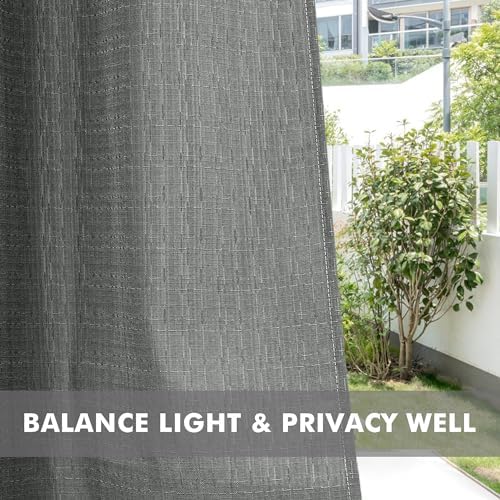 Linen Outdoor Curtains for Patio Waterproof 4 Pcs 54x84 In Light Grey - Image 5