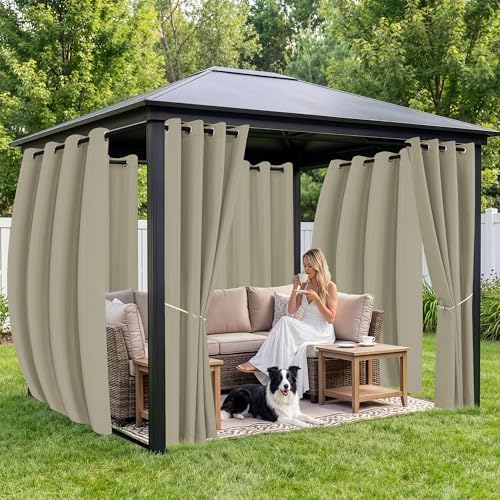 Gazebo Curtains Outdoor Waterproof 6 Panels, Patio Sun Shade - Image 4