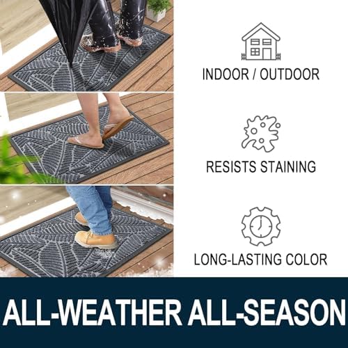 Colorxy Waterproof Front Doormat, Sturdy Natural Rubber Door Mat - Image 4