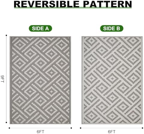 RURALITY Outdoor Rugs 6x9 Feet for Patios Clearance, Plastic Straw Waterproof - Image 2