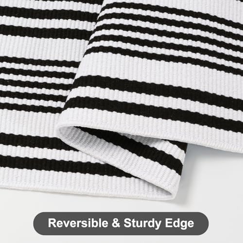 Fall Front Door Mat 3'x5', Cotton Woven Washable Striped Outdoor Rug - Image 6