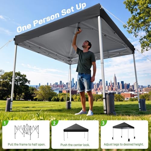 10x10 Pop Up Canopy Tent with One-Push Center Lock - Image 2