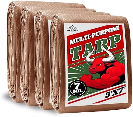 5x7Ft 7mil Waterproof Tarp UV Reinforced Grommets by MVPNET