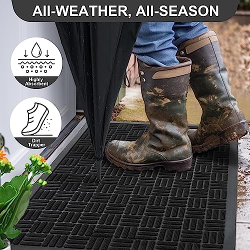 Mibao Front Door Mat Outdoor Entrance, Waterproof Dirt Trapper Doormat - Image 2