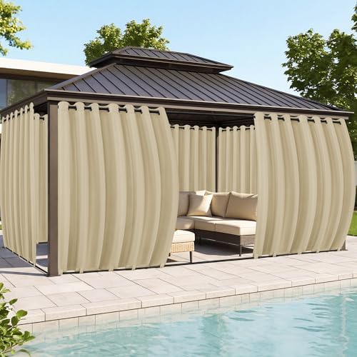 Gazebo Curtains Outdoor Waterproof 6 Panels, Patio Sun Shade by RichSets