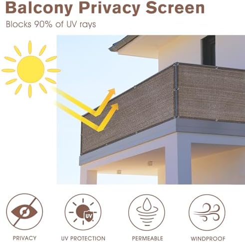 SUNNY GUARD 3.3' x 6' Balcony Privacy Screen, HDPE Patio Railing Cover Fence - Image 2