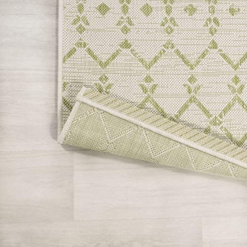 JONATHAN Y Moroccan Geometric Indoor Outdoor Area Rug 3X5 Cream/Green, Ourika - Image 4