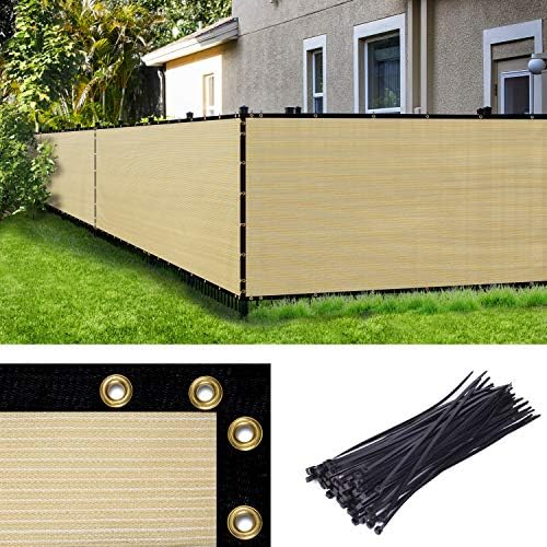 Amgo 6' x 126' Beige Fence Privacy Screen, 90% Blockage by Amgo