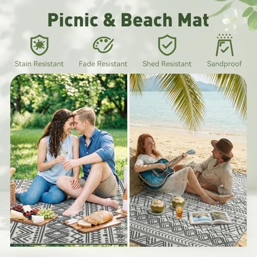 MontVoo Outdoor Rug Carpet Waterproof 9x18 Outdoor Patio Rug Mat Reverisble - Image 5