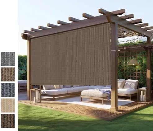 Outdoor Roller Shades for Patio, Cordless Porch Blinds Patio Shades 60"Wx96H by NOVINO