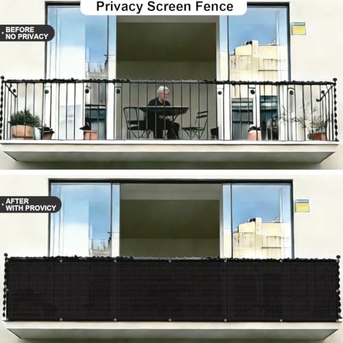 COOLBOYS Customized 3'x26' Black Balcony Privacy Screen Fence Cover - Image 4