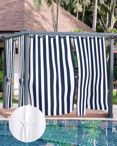 Striped Outdoor Curtains for Patio Waterproof Weatherproof, Sun Blocking - Image 5