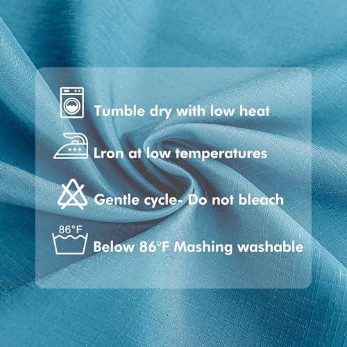 Linen Outdoor Curtains for Patio Waterproof 4 Pcs 110x84 In Teal - Image 7