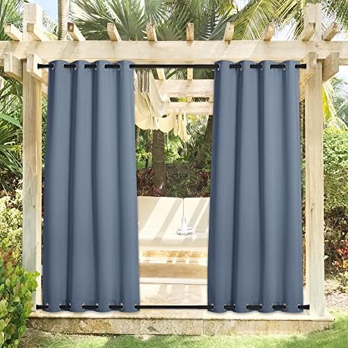 NICETOWN 2 Panels Patio Curtains Outdoor Waterproof & Windproof, Top and Bottom - Image 2