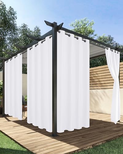 Extra Wide Outdoor Curtains for Patio Waterproof 4 Pcs 110x120 Inch White by HolidayIdeas