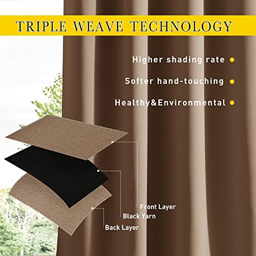 NICETOWN Patio Curtains Outdoor Waterproof W100 x L95 in Tan 2 PCs - Image 5