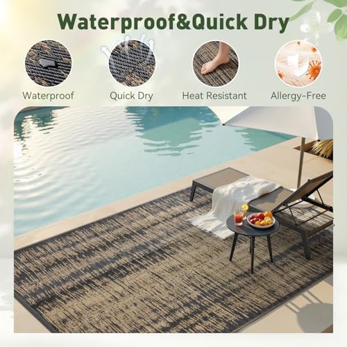 MontVoo Outdoor Rug Waterproof 8x10 ft Outdoor Carpet Patio Rug Mat Reversible - Image 2