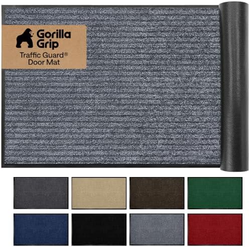 GORILLA GRIP Traffic Guard Indoor Outdoor Heavy Duty Door Mat 47x35 Lt Gray by GorillaGrip