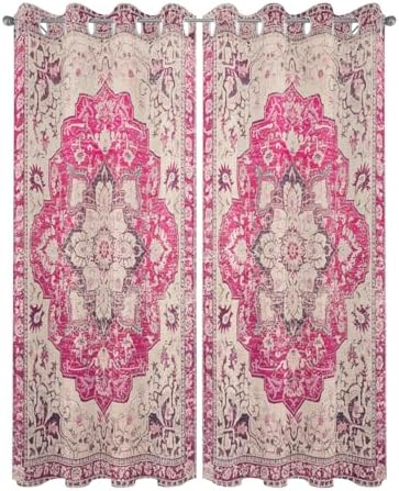 Pink Bohemian Outdoor Curtains for Patio Waterproof, Grommet Privacy Curtain - Image 2