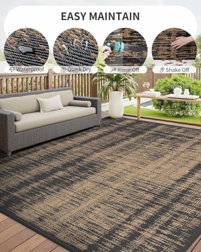 MontVoo Outdoor Rug Waterproof 6x9 ft Outdoor Carpet Patio Rug Mat Reversible - Image 6