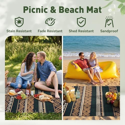 MontVoo Outdoor Rug Carpet Waterproof-Patio Rug Mat 8x10 Reversible RV Outdoor - Image 5