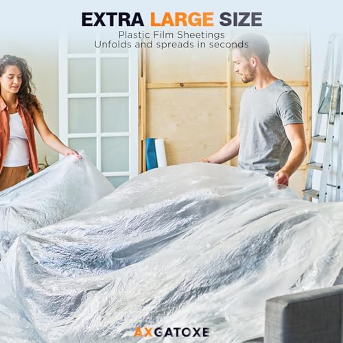 Axgatoxe 12 x 9 Ft Plastic Drop Cloths - Image 3