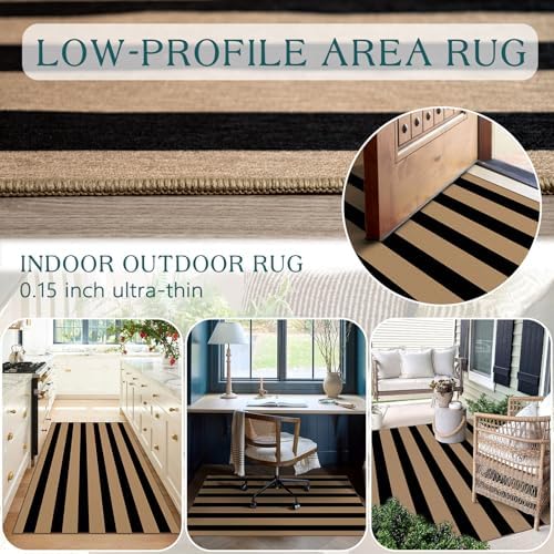 Black Tan Striped Entry Rug - Image 4