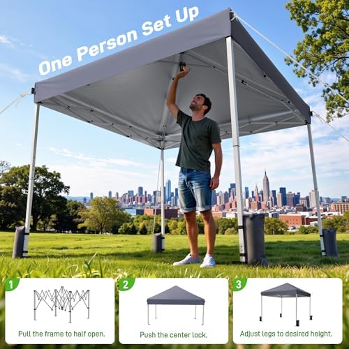 10x10 Pop Up Canopy Tent with One-Push Center Lock, Dark Gray - Image 2