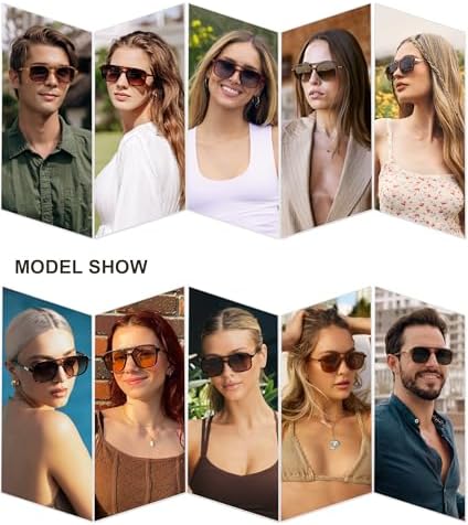 SOJOS Retro Aviator Sunglasses Womens Mens, Trendy Rectangle Shades SJ2202 - Image 3
