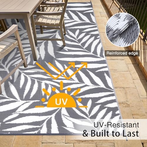 OLANLY Outdoor Rug 8x10 ft Waterproof Reversible Leaf Mat - Image 4