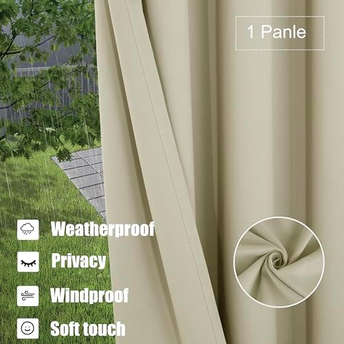 BONZER Outdoor Curtains for Patio Waterproof Weighted Blackout Blinds - Image 3