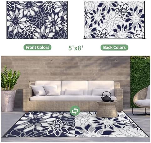 GENIMO Outdoor Rug, Waterproof 5'x8' Plastic Rugs - Image 2