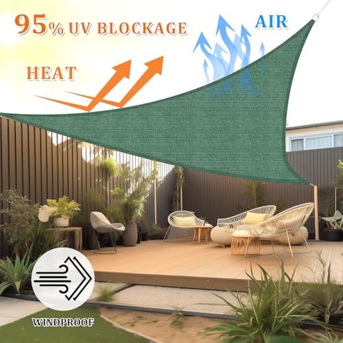 Shade&Beyond 7'X9'X11.4' Sun Shade Sail Dark Green Triangle - Image 2