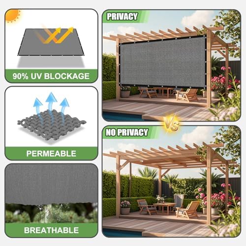 90% Outdoor Sun Shade Cloth, Privacy Screen Sunshades - Image 5