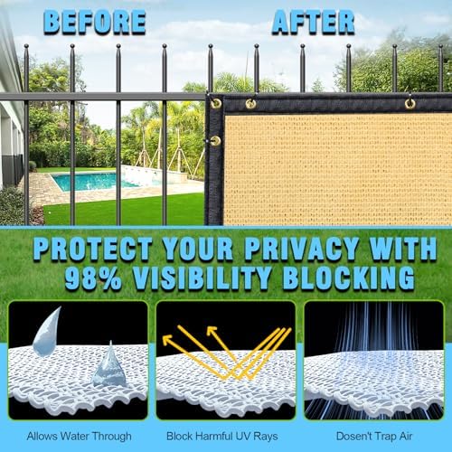 Privacy Fence Screen, with Gloves, 6X50FT Heavy Duty 220GSM 98% Blockage - Image 5