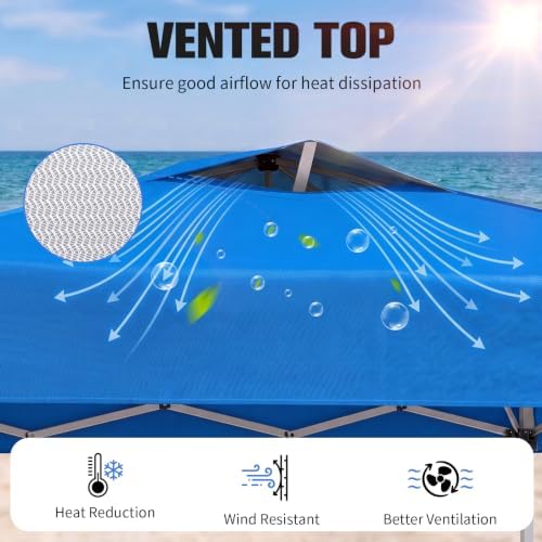 10x10 Pop Up Canopy Tent with Dual Vented Roof, One Push Setup - Image 4