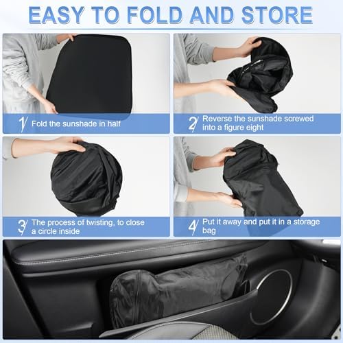 SINGARO 300T Universal Car Windshield Sun Shade, Foldable Reflective - Image 6