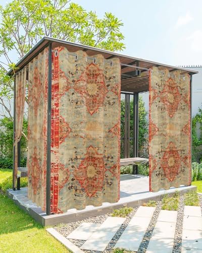 Boho Outdoor Curtains for Patio Waterproof, Grommet Privacy Curtain Drapes by Unknown