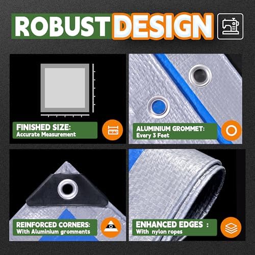 RAINDEWAY Tarps 9x9Ft 5.5 Mil Multipurpose Waterproof Poly Tarp Cover - Image 5
