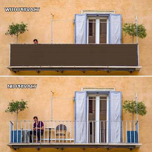 SUNLAX Custom Size 2.5'x3' Brown Balcony Privacy Screen 90% UV Block - Image 5