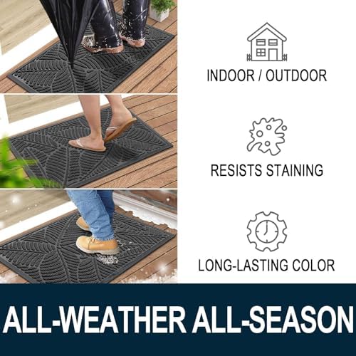Colorxy Waterproof Front Doormat, Sturdy Natural Rubber Door Mat - Image 4