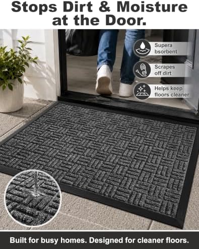 Mibao Front Door Mat Outdoor Entrance, Waterproof Dirt Trapper Doormat - Image 4