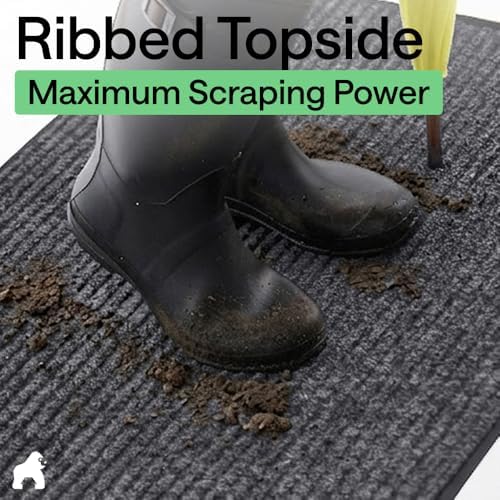 GORILLA GRIP Traffic Guard Indoor Outdoor Heavy Duty Door Mat, 70x24 Gray - Image 4