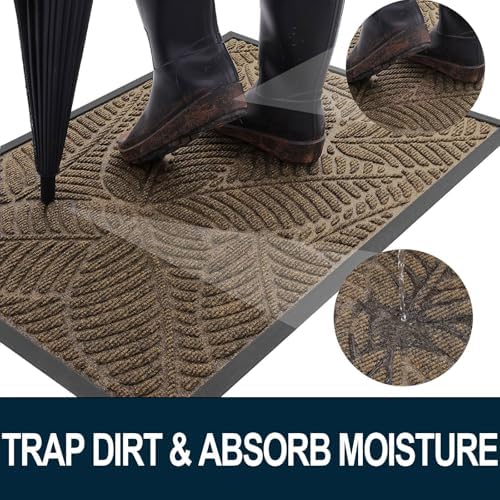 Colorxy Waterproof Front Doormat, Sturdy Natural Rubber Door Mat - Image 2