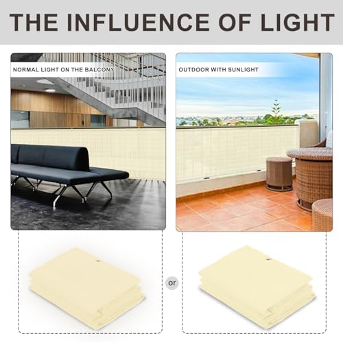 LOVE STORY Custom Size 3' x 21' Balcony Privacy Screen Cover, Butter Cream - Image 2